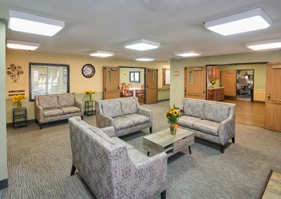 The lobby with couches and chairs at Vintage Fair