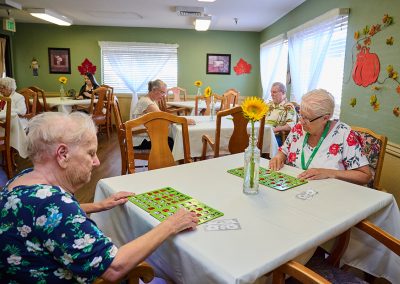 Residents playing bingo at Vintage Faire